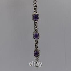 Italian Made Sterling Silver & Amethyst Bracelet 34.60 Grams