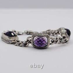 Italian Made Sterling Silver & Amethyst Bracelet 34.60 Grams