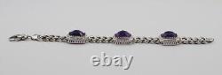 Italian Made Sterling Silver & Amethyst Bracelet 34.60 Grams