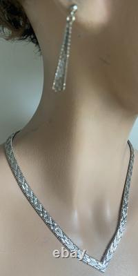 Italian Made Sterling Silver Necklace And Earring Set Beautiful And Unique 34 Gr