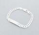 Italian Made Sterling Silver Polished Cuban Curb Link Chain Blank ID Bracelet