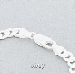 Italian Made Sterling Silver Polished Cuban Curb Link Chain Blank ID Bracelet