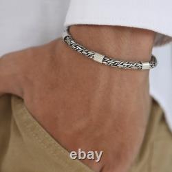 Italian Roman Colum bracelet for men, made in Italy of Solid 925 Sterling Silver