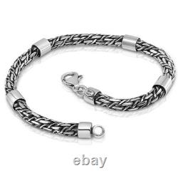 Italian Roman Colum bracelet for men, made in Italy of Solid 925 Sterling Silver