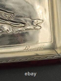 Italian Sterling Silver & Wood Jewelry Box Made By Hesaresi Ballet Dancer Rare