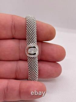 Italian made bracelet with lab created diamonds 925 sterling silver