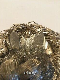 Italo Gori sterling silver furry wire sparrows birds in nest made in Italy