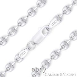 Italy 925 Sterling Silver 5.2mm Hollow Puffed Marina Mariner Link Chain Necklace