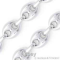 Italy 925 Sterling Silver 5.2mm Hollow Puffed Marina Mariner Link Chain Necklace