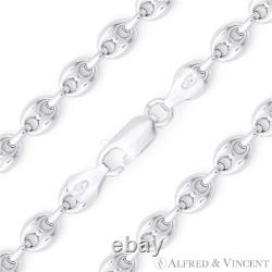 Italy 925 Sterling Silver 7.1mm Hollow Puffed Marina Mariner Link Chain Necklace