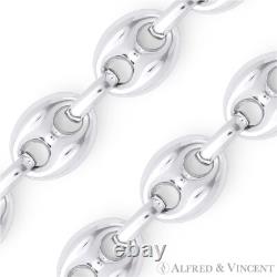 Italy 925 Sterling Silver 7.1mm Hollow Puffed Marina Mariner Link Chain Necklace