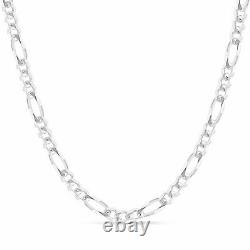 Italy Made. 925 Sterling Silver 7.5mm Solid Figaro Men Necklace Chain 7 30