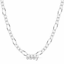 Italy Made. 925 Sterling Silver 9.5mm Solid Figaro Men Necklace Chain In 8 30