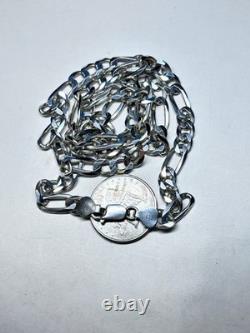 Italy Made Sterling Silver Figaro Chain Necklace 31.4g 24in