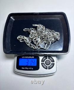 Italy Made Sterling Silver Figaro Chain Necklace 31.4g 24in