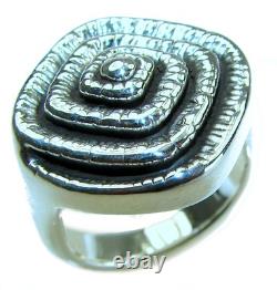 Italy Made Sterling Silver Ring size 8, Contemporary 925 Unique Design