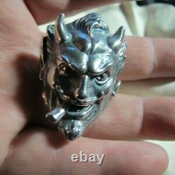 JOLLY REBELS STERLING SILVER Smoking Devil Ring SIZE -11 MADE IN USA 45.9 Gr