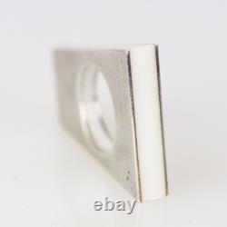 Jacel Ostrowski Modern Artisan Made Sterling Silver & White Resin Ring Sz 7.25