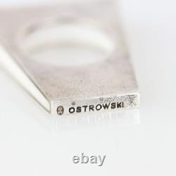 Jacel Ostrowski Modern Artisan Made Sterling Silver & White Resin Ring Sz 7.25