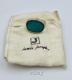 Jamie Joseph Hand Made Sterling Silver & 14k Gold Amazonite Ring Size 7