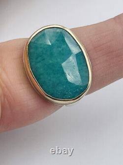 Jamie Joseph Hand Made Sterling Silver & 14k Gold Amazonite Ring Size 7