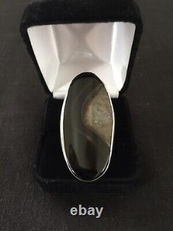 Jeweler Made Brown Clear Stone And Sterling Silver Statement Ring Size 7