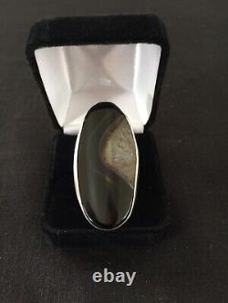 Jeweler Made Brown Clear Stone And Sterling Silver Statement Ring Size 7