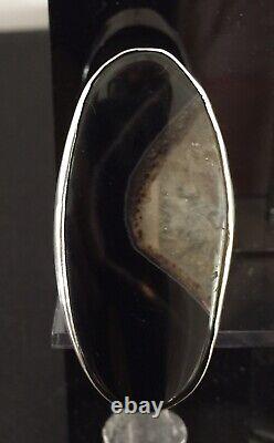 Jeweler Made Brown Clear Stone And Sterling Silver Statement Ring Size 7