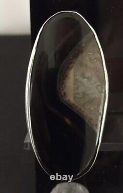 Jeweler Made Brown Clear Stone And Sterling Silver Statement Ring Size 7