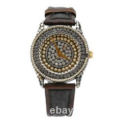 John Hardy Sterling Silver DOTS Collection Leather Strap Watch 4874