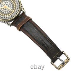 John Hardy Sterling Silver DOTS Collection Leather Strap Watch 4874