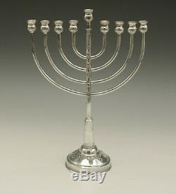 Judaica Made In Israel Sterling Silver Filigree Menorah 8.5 Vintage