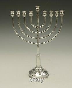 Judaica Made In Israel Sterling Silver Filigree Menorah 8.5 Vintage