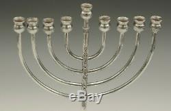 Judaica Made In Israel Sterling Silver Filigree Menorah 8.5 Vintage