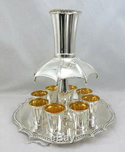 Judaica Sterling Silver Wine Fountain 8 Cups Small Cups Made By Hazorfim