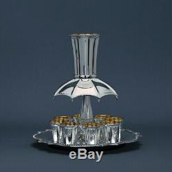 Judaica Sterling Silver Wine Fountain 8 Cups Small Cups Made By Hazorfim
