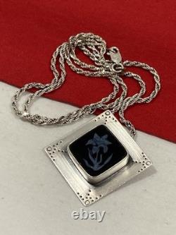 Kay Seurat Artisan Made Sterling Silver 925 Pendant & Italy Rope Chain Necklace