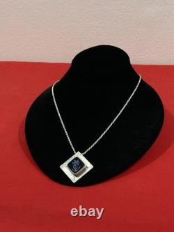 Kay Seurat Artisan Made Sterling Silver 925 Pendant & Italy Rope Chain Necklace