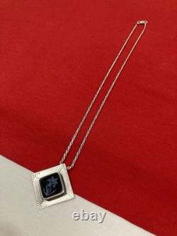 Kay Seurat Artisan Made Sterling Silver 925 Pendant & Italy Rope Chain Necklace