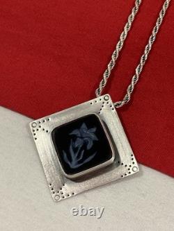 Kay Seurat Artisan Made Sterling Silver 925 Pendant & Italy Rope Chain Necklace