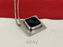 Kay Seurat Artisan Made Sterling Silver 925 Pendant & Italy Rope Chain Necklace