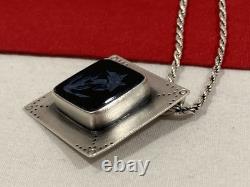 Kay Seurat Artisan Made Sterling Silver 925 Pendant & Italy Rope Chain Necklace