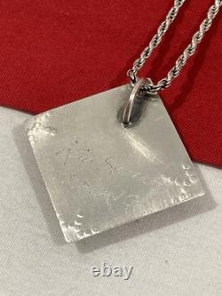 Kay Seurat Artisan Made Sterling Silver 925 Pendant & Italy Rope Chain Necklace