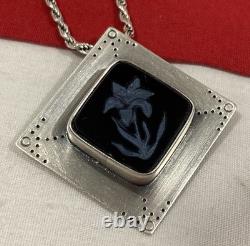 Kay Seurat Artisan Made Sterling Silver 925 Pendant & Italy Rope Chain Necklace