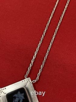 Kay Seurat Artisan Made Sterling Silver 925 Pendant & Italy Rope Chain Necklace