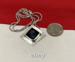 Kay Seurat Artisan Made Sterling Silver 925 Pendant & Italy Rope Chain Necklace