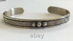 Kee Nataani Navajo Sterling Silver Cuff Bracelet Stamped Design Hand Made USA