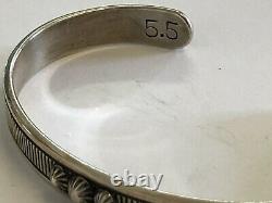 Kee Nataani Navajo Sterling Silver Cuff Bracelet Stamped Design Hand Made USA