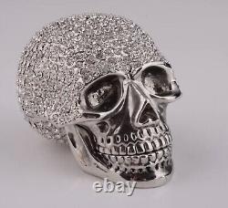 Keren Kopal Hand Made Sterling Silver Plated Skull with Inlaid Austrian Crystals