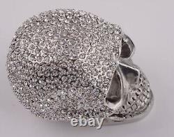 Keren Kopal Hand Made Sterling Silver Plated Skull with Inlaid Austrian Crystals